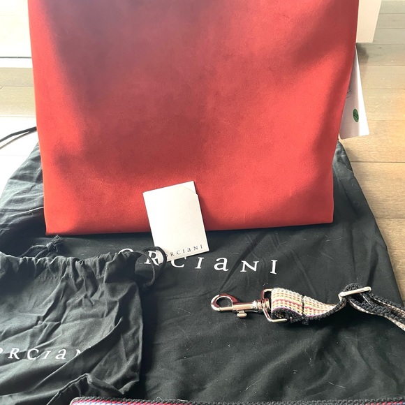 NWT Orciani Suede Tote Orange - Picture 3 of 11
